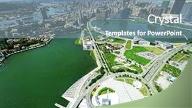  Presentation with macau - PPT layouts enhanced with river delta - macau city skyline background and a light blue colored foreground