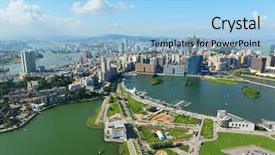  Presentation with macau - PPT theme consisting of river delta - macau background and a light blue colored foreground