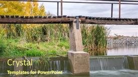  Presentation with dam - Presentation theme featuring river-diversion-dam-and-footbridge background and a tawny brown colored foreground