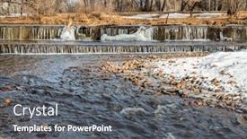  Presentation with winter river - PPT layouts consisting of river-diversion-dam-in-winter background and a dark gray colored foreground