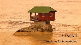  Presentation with island - PPT layouts enhanced with river drina - serbia - architecture background and a gold colored foreground