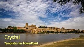  Presentation with legacy - Presentation theme featuring river duero its medieval importance background and a tawny brown colored foreground