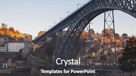  Presentation with cable stayed bridge over river - Audience pleasing theme consisting of domy - dom luis i bridge backdrop and a dark gray colored foreground