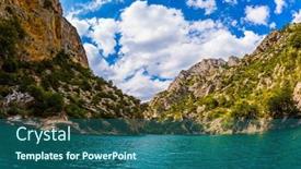  Presentation with river flow - Presentation design having river-flow-between-the-sheer background and a ocean colored foreground