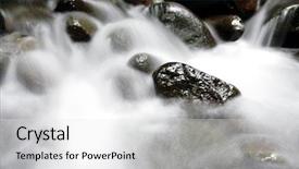  Presentation with river flowing - PPT theme featuring river flowing - water and rocks background and a  colored foreground