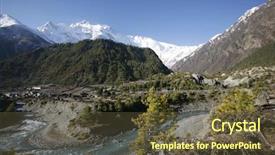  Presentation with river flowing - Beautiful slides featuring river flowing down from mountains backdrop and a  colored foreground