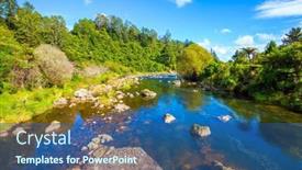  Presentation with water river - Slides enhanced with river-flows-among-abandoned-gold background and a ocean colored foreground