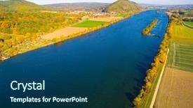  Presentation with danube - Colorful theme enhanced with river flows through 10 countries backdrop and a ocean colored foreground