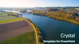  Presentation with danube - Audience pleasing slides consisting of river flows through 10 countries backdrop and a ocean colored foreground