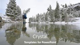  Presentation with montana - Colorful slide deck enhanced with river-fly-fisherman-in-montana backdrop and a gray colored foreground