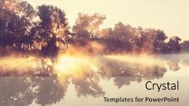  Presentation with fog - Presentation theme featuring river fog in summer season background and a lemonade colored foreground