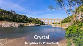  Presentation with aqueduct - Presentation theme consisting of river gardon three-tier background and a  colored foreground