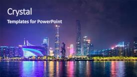  Presentation with china guangzhou - Beautiful presentation theme featuring river illuminated in the evening backdrop and a navy blue colored foreground