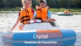  Presentation with mother son flowers - Colorful slide deck enhanced with river in a rubber boat backdrop and a teal colored foreground