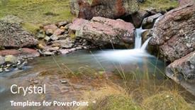  Presentation with river valley - Audience pleasing PPT theme consisting of river-in-canfranc-valley-pyrenees backdrop and a coral colored foreground