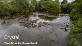  Presentation with pilgrimage - Theme consisting of river-in-central-spain background and a dark gray colored foreground