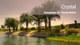  Presentation with nile river - Cool new PPT theme with river in egypt nile backdrop and a coral colored foreground