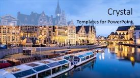  Presentation with medieval - Amazing PPT layouts having river in ghent town belgium backdrop and a light blue colored foreground