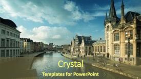  Presentation with festival china town - Beautiful presentation design featuring river in ghent town belgium backdrop and a tawny brown colored foreground