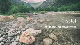  Presentation with filter - Cool new slide deck with river in mountain on summer time toned like instagram filter backdrop and a gray colored foreground