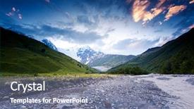  Presentation with river valley - Amazing slide deck having river in mountain valley at the foot of tetnuldi glacier upper svaneti georgia europe caucasus mountains beauty world backdrop and a gray colored foreground