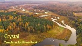  Presentation with village river forest - Theme consisting of river in natural reserve sin background and a tawny brown colored foreground