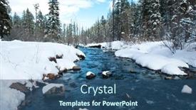 Presentation with snow - Colorful PPT theme enhanced with river-in-the-mountains backdrop and a ocean colored foreground