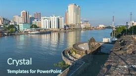  Presentation with manila - Audience pleasing PPT theme consisting of river intramuros manila the philippine backdrop and a light blue colored foreground