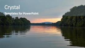  Presentation with beautiful mountains river lake sky nature - Presentation design enhanced with river landscape from a canoe background and a light blue colored foreground