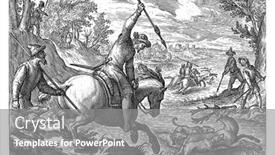  Presentation with deer hunting - Colorful presentation design enhanced with river-landscape-with-riders backdrop and a gray colored foreground