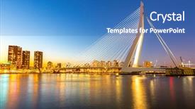  Presentation with erasmus - Beautiful presentation theme featuring river meuse in the netherlands backdrop and a teal colored foreground