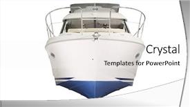  Presentation with boat river - PPT layouts having river navigation - image of a motor boat background and a white colored foreground