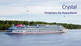  Presentation with drill ship - Colorful theme enhanced with river navigation - passenger ship comes backdrop and a sky blue colored foreground