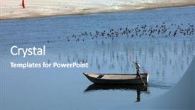  Presentation with boat river - Slide set with boat on yamuna river near taj mahal india asia background and a teal colored foreground