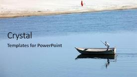  Presentation with boat river - Audience pleasing presentation theme consisting of boat on yamuna river near taj mahal india asia backdrop and a light blue colored foreground