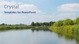  Presentation with dutch - Theme consisting of river-old-ijssel-in-dutch background and a sky blue colored foreground