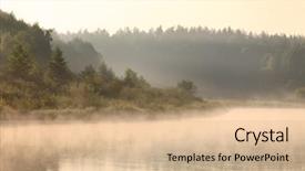  Presentation with foggy - Audience pleasing theme consisting of river on a foggy morning backdrop and a lemonade colored foreground