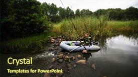  Presentation with boat river - Theme having river on a rubber background and a tawny brown colored foreground