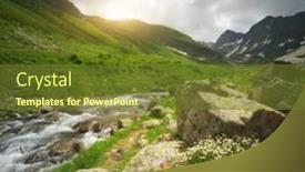  Presentation with river valley - PPT layouts featuring river-panorama-in-mountain-valley background and a tawny brown colored foreground