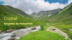  Presentation with river valley - Slide deck with river-panorama-in-mountain-valley background and a tawny brown colored foreground