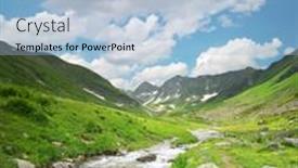  Presentation with river valley - Slide set featuring river-panorama-in-mountain-valley background and a light blue colored foreground