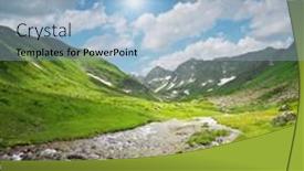  Presentation with river valley - Presentation theme featuring river-panorama-in-mountain-valley background and a light blue colored foreground