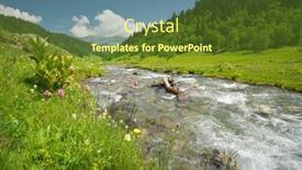  Presentation with river valley - Slide set having river-panorama-in-mountain-valley background and a tawny brown colored foreground