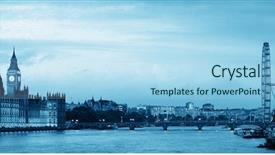  Presentation with london - Audience pleasing slide deck consisting of river panorama with london eye backdrop and a light blue colored foreground