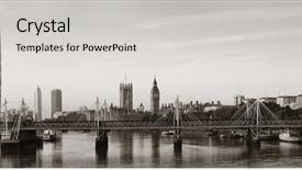  Presentation with westminster - Audience pleasing slide set consisting of river panorama with london eye backdrop and a light gray colored foreground