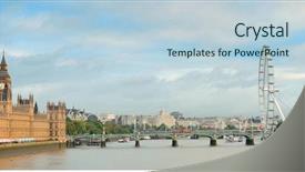  Presentation with westminster - Slide deck having thames river panorama with london background and a lemonade colored foreground