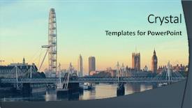  Presentation with london eye fireworks - Cool new presentation with victorian city - thames river panorama with london backdrop and a mint green colored foreground