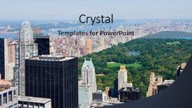  Presentation with taxi cabs new york city - PPT theme featuring river park - new york city manhattan skyline background and a light blue colored foreground