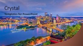  Presentation with pittsburgh - Slide deck having river park - pittsburgh pennsylvania usa city skyline background and a teal colored foreground