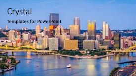  Presentation with pittsburgh - Beautiful slide deck featuring river park - pittsburgh pennsylvania usa skyline backdrop and a light blue colored foreground